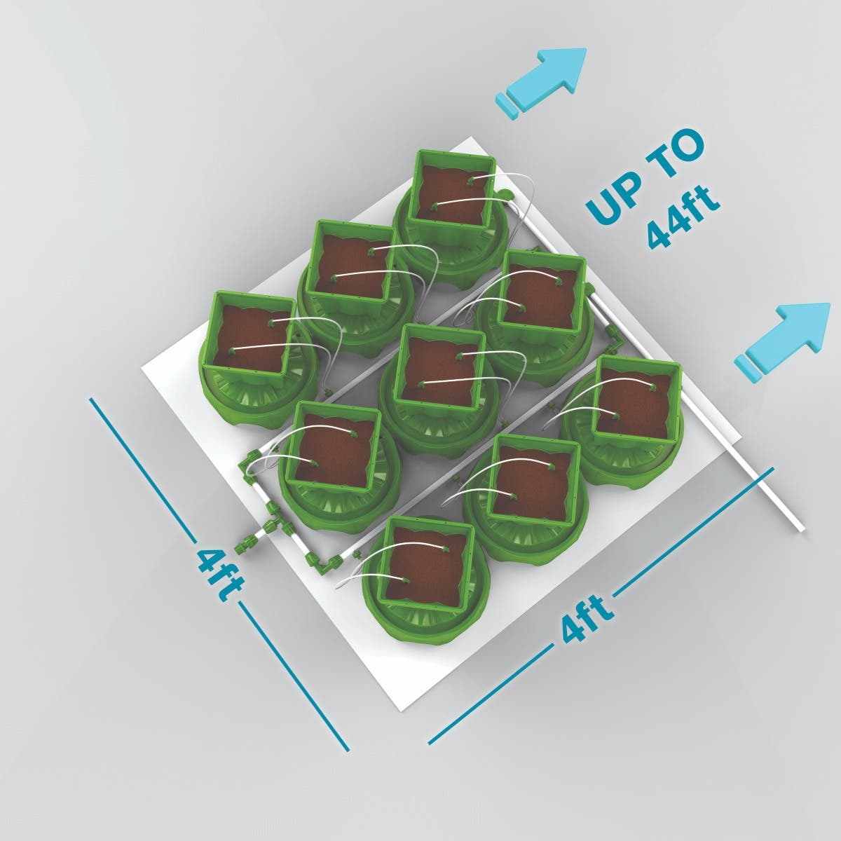 9 Plant Micro Drip Irrigation & Drainage Kit w 2 Gal Pots