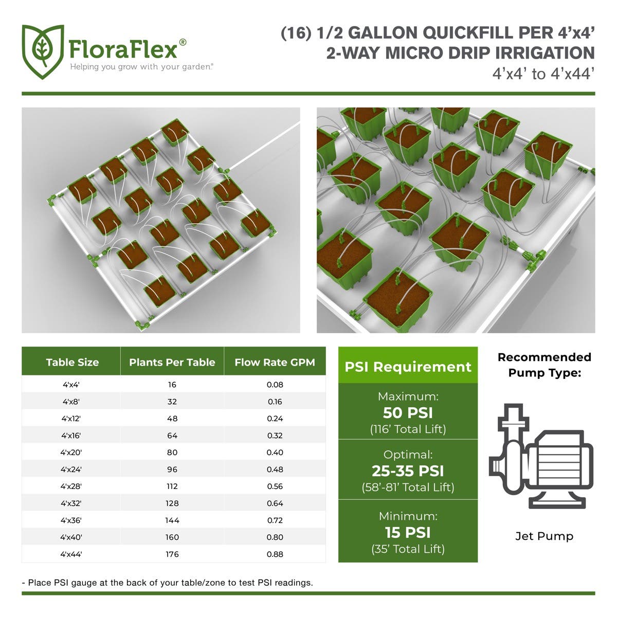 16 Plant Micro Drip Irrigation Kit w/ 1/2 Gal Pots