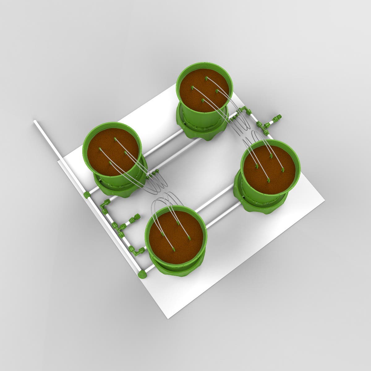 4 Plant Micro Drip Irrigation & Drainage Kit w/ 5 Gal Pots