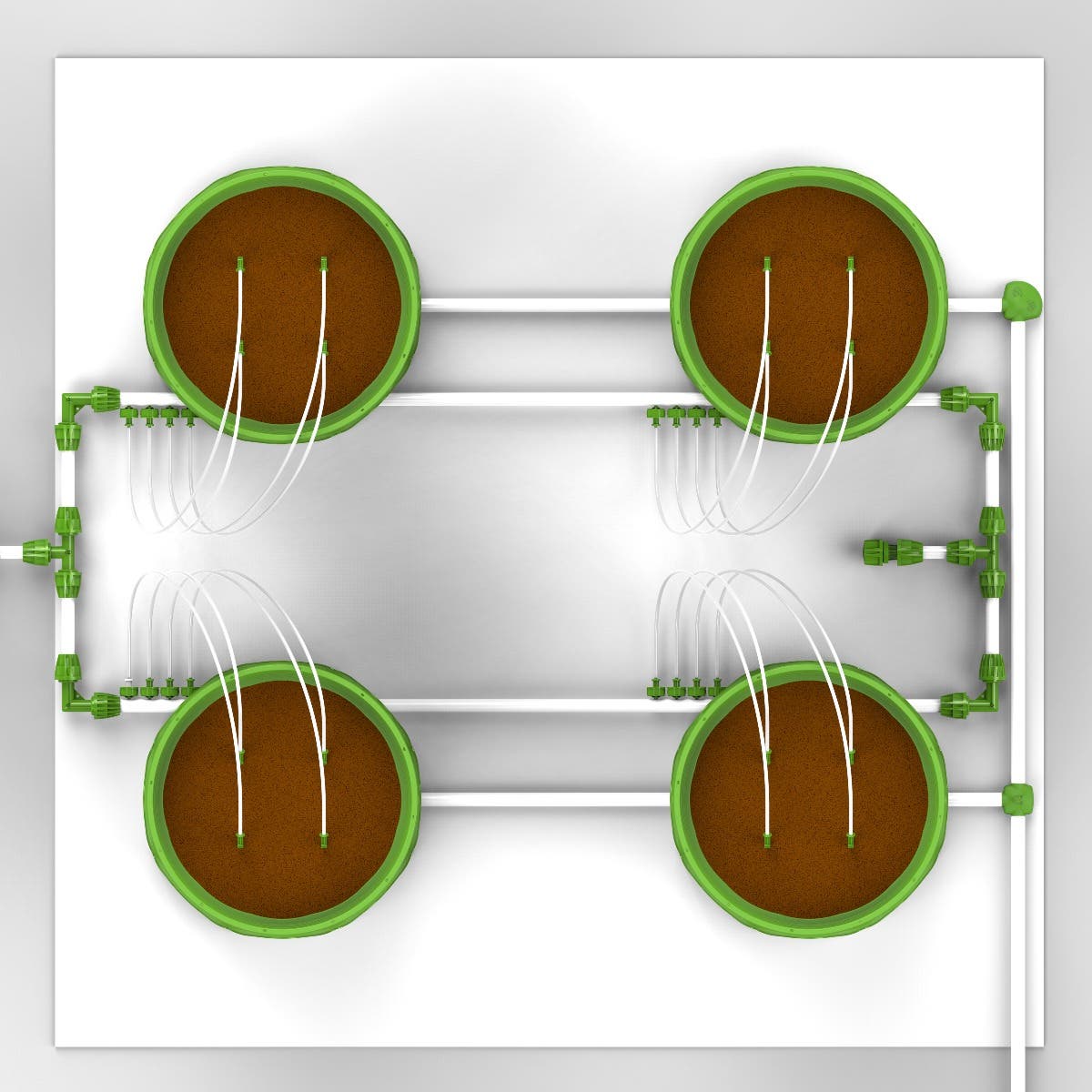 4 Plant Micro Drip Irrigation & Drainage Kit w/ 5 Gal Pots