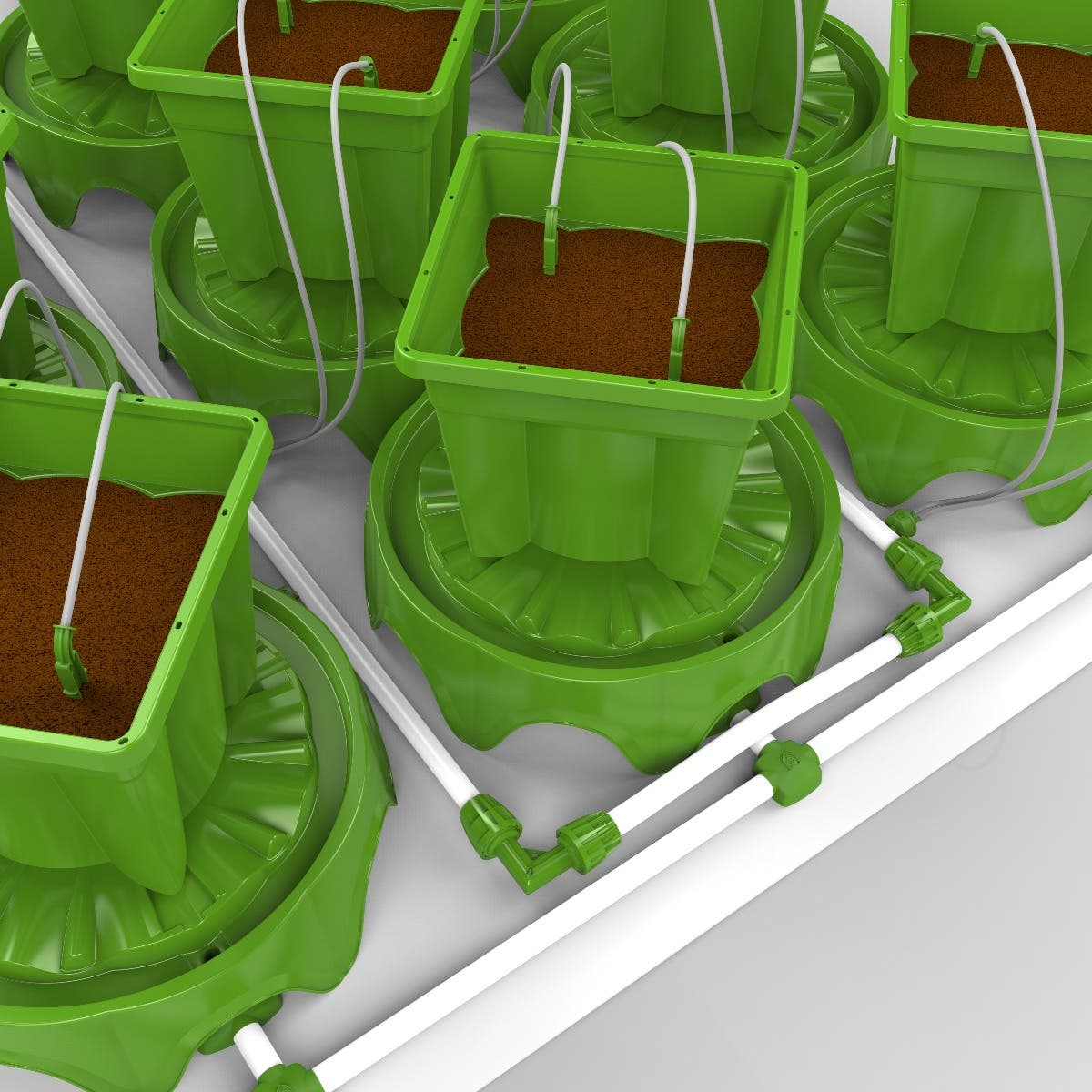 9 Plant Micro Drip Irrigation & Drainage Kit w/ 2 Gal Pots