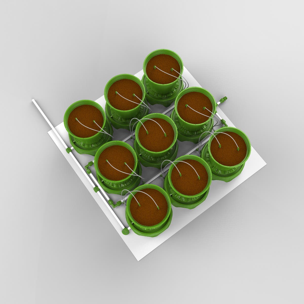 9 Plant Micro Drip Irrigation & Drainage Kit w/ 3 Gal Pots