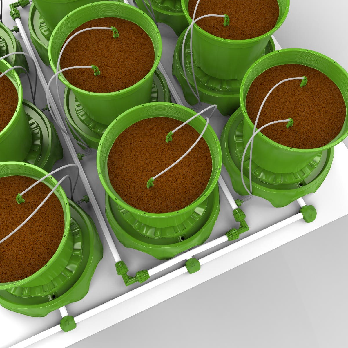 9 Plant Micro Drip Irrigation & Drainage Kit w/ 3 Gal Pots