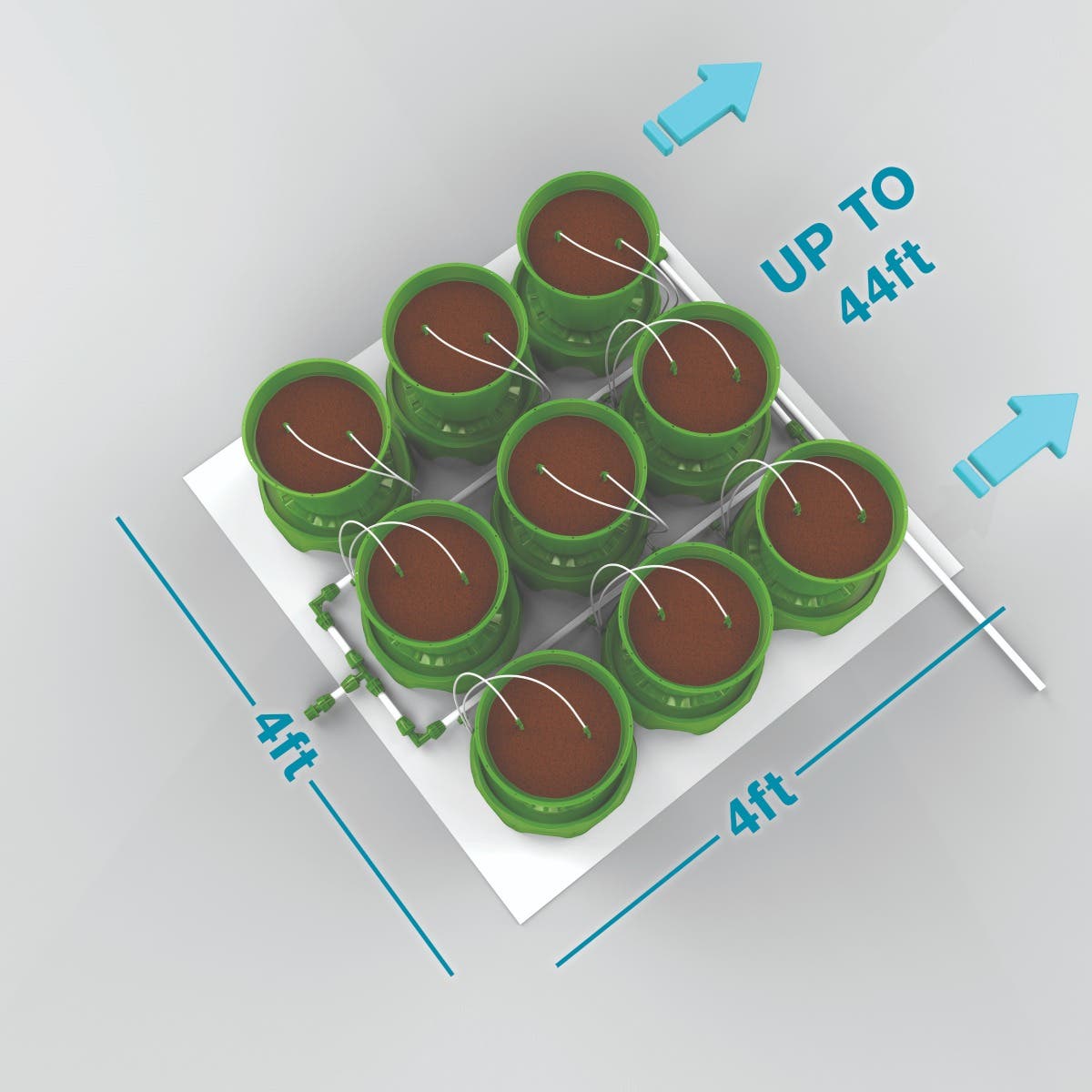 9 Plant Micro Drip Irrigation & Drainage Kit w/ 3 Gal Pots