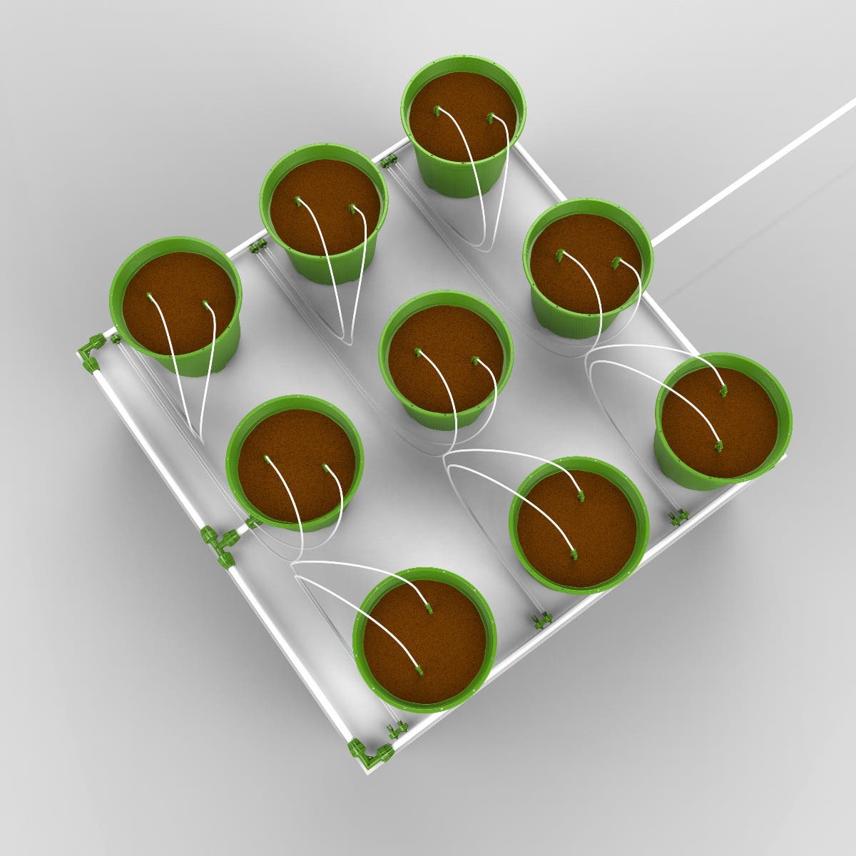 9 Plant Micro Drip Irrigation Kit w/ 3 Gal Pots