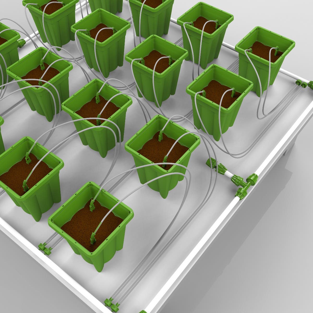 16 Plant Micro Drip Irrigation Kit w/ 1 Gal Pots