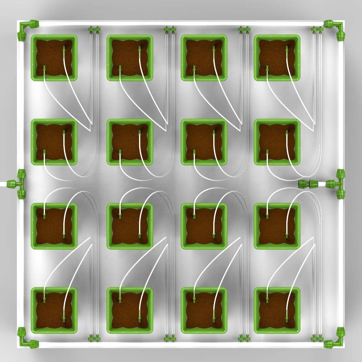 16 Plant Micro Drip Irrigation Kit w/ 1 Gal Pots