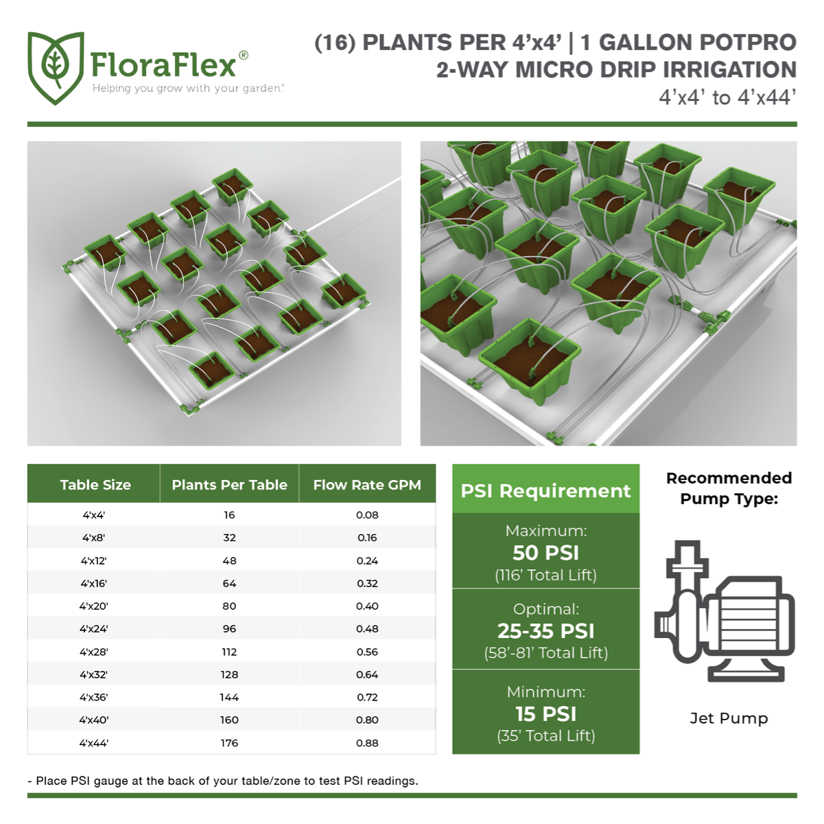 16 Plant Micro Drip Irrigation Kit w/ 1 Gal Pots