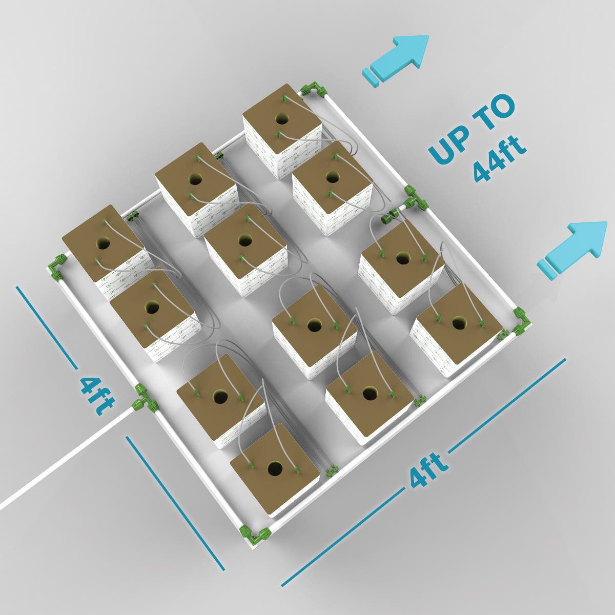 (12) 8 Wool per 4'X4' wMicroDrip Irrigation (4'x4'-4x44') | Wool Cubes Not Included